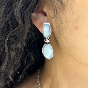 Blue Lace Agate Double Drop Posts