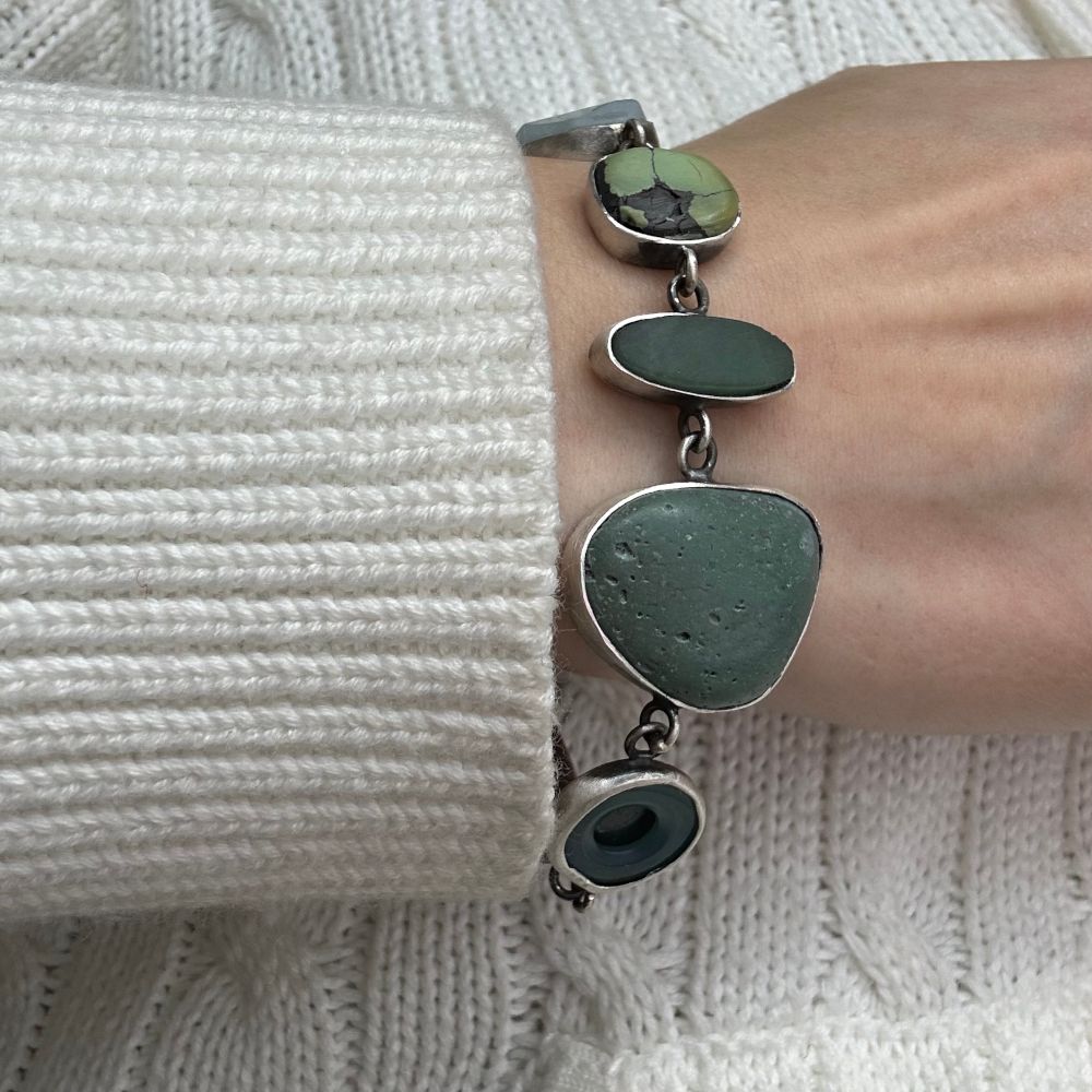 All Blues♡ Straw bracelet Blues & Greens Stone Bracelet