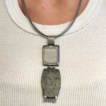 Opalite & Agate Hinged Necklace