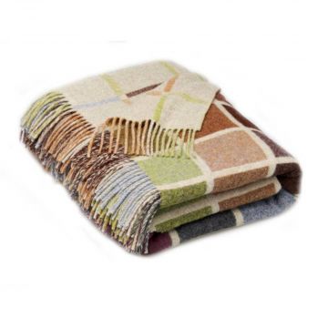 Multi Block Beige Throw