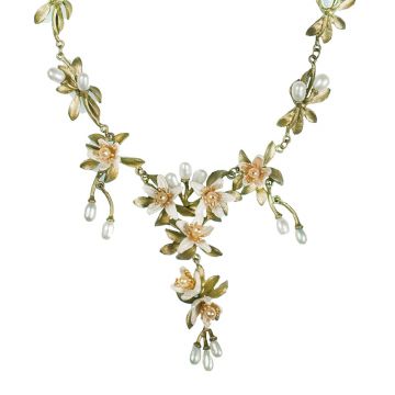 Orange Blossom Dangle Drop Necklace