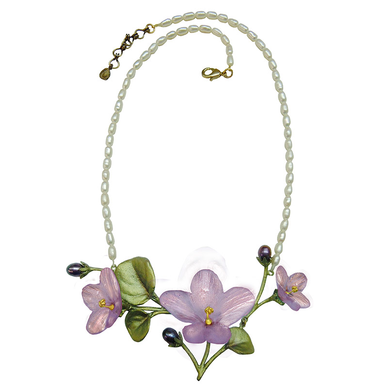 African Violet Pearl Strand Necklace