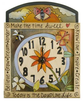 Sticks Butterfly Garden Square Wall Clock