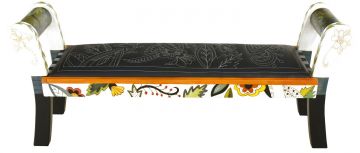 Rolled Arm Bench with Leather
