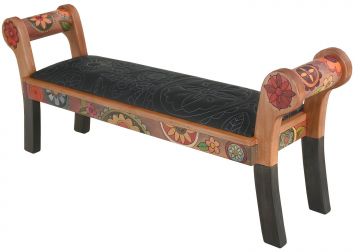Floral Bench with Black Seat