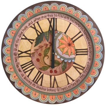 Sticks Scalloped Floral Round Wall Clock