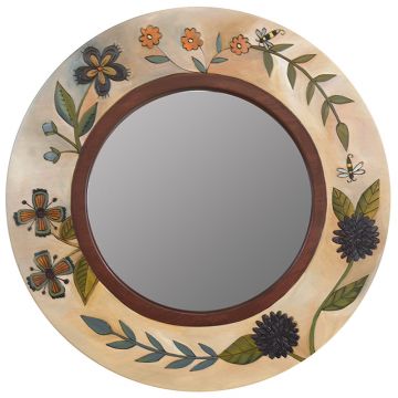 Sticks Natural Floral Round Mirror