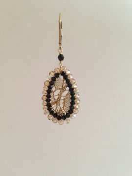 Black and Gold French Metal Lace Earrings