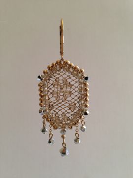 Gold Metal Lace Dangle Earrings