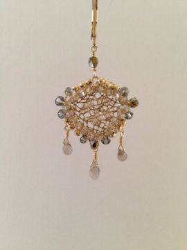 Gray Lace Dangle Earrings