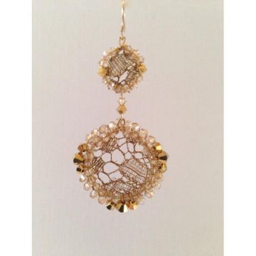 Gold Tiered Metal Lace Earring
