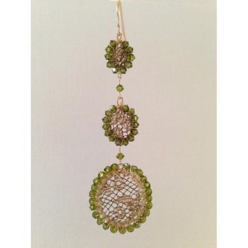 Olive Green Tiered Metal Lace Earring