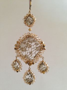 Antique Gold Metal Lace with Euro Crystals