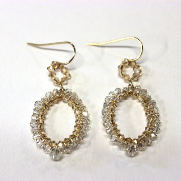 Open Oval Crystal Wrapped Earrings