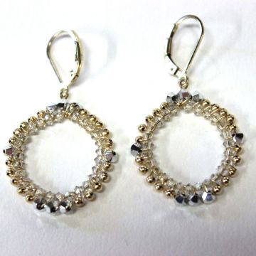 Crystal & Gold Round Earrings