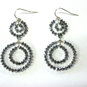 Double Drop Round Crystal Earrings