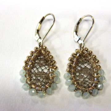 Opal and French Metal Lace Earrings