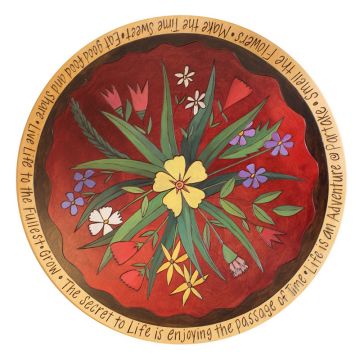 Red and Yellow Floral Lazy Susan