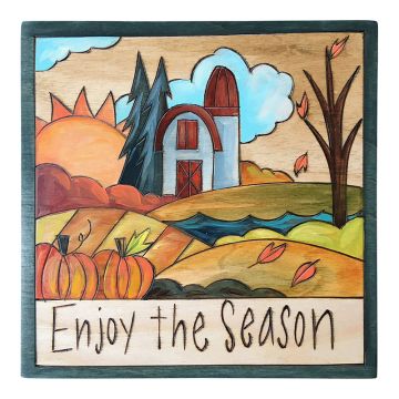 Enjoy the Season VT Barn in Fall Plaque