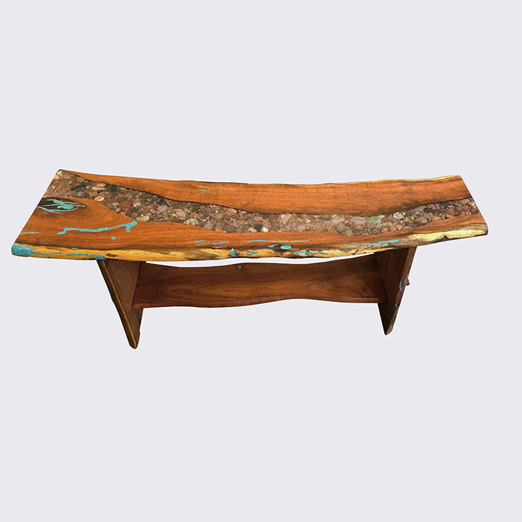 River Rock & Turquoise Bench