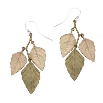 Autumn Birch 3-Leaf Dangle Earring