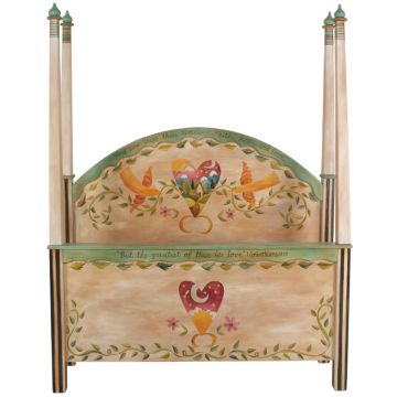 Sticks Queen-Bed Lovebirds & Hearts with Posts