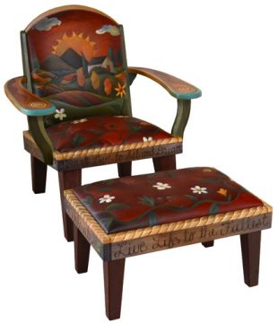 Flowers Cushioned Ottoman Chair