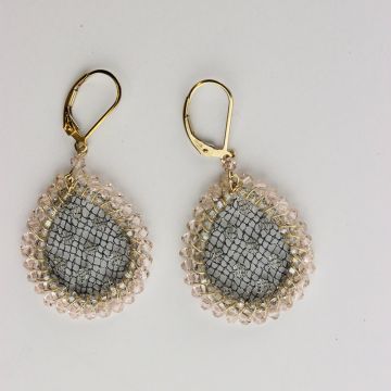Pink and Black Metal Lace Earring