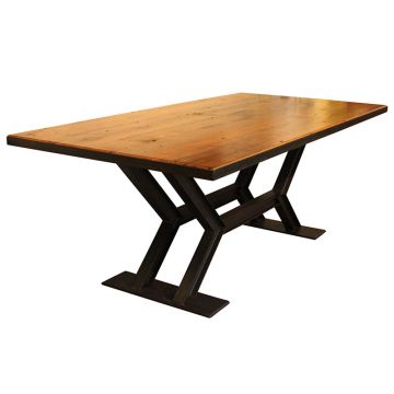 Double Steel Wood Dining Table