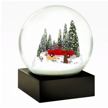 Red Truck with Dogs Snow Globe