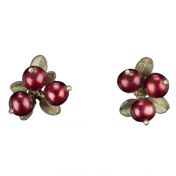 Three Cranberry Stud Earrings