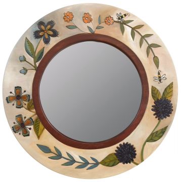 Sticks Natural Floral Large Round Mirror