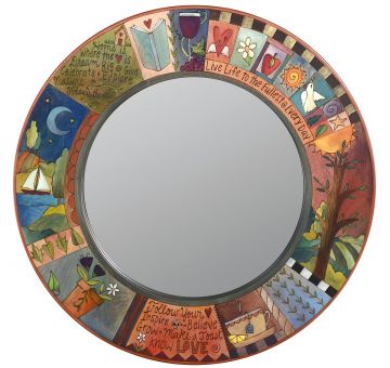 Sticks Live Life to the Fullest Large Round Mirror