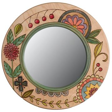 Sticks Abstract Garden Round Mirror