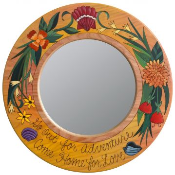 Sticks Flower and Shell Round Mirror