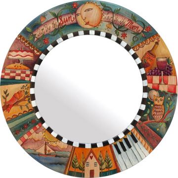 Sticks Live by the Sun Large Round Mirror