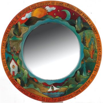 Sticks Sunset Landscape Round Mirror
