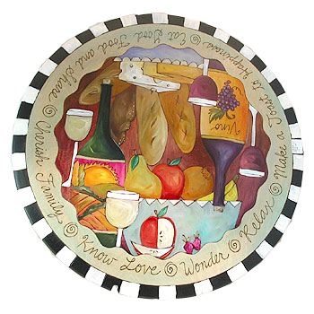 Checker Border Bread, Cheese & Wine Lazy Susan