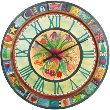 Sticks Floral Bouquet Round Clock