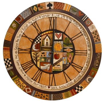Sticks Autumn Patchwork Round Wall Clock