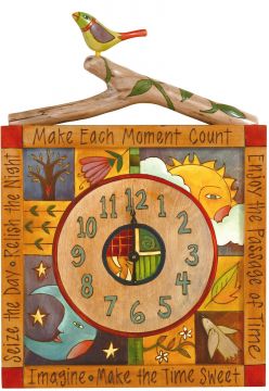 Sticks Make Each Moment Count Square Wall Clock with Bird