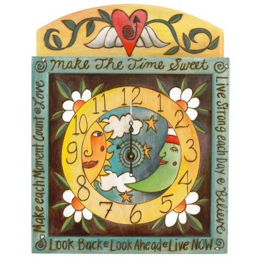 Sticks Sun and Moon Square Wall Clock