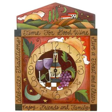 Sticks Time for Good Wine Square Wall Clock
