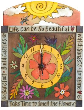Sticks Time to Smell the Flowers Square Wall Clock