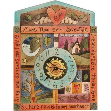 Sticks Love Life Patchwork Square Wall Clock