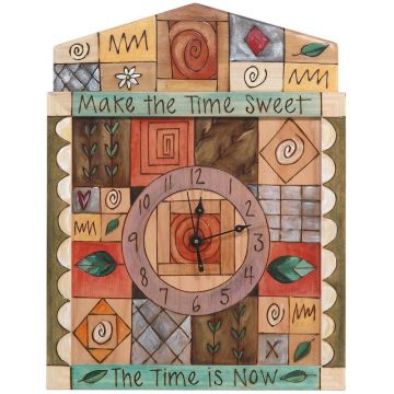 Sticks The Time is Now Patchwork Square Wall Clock