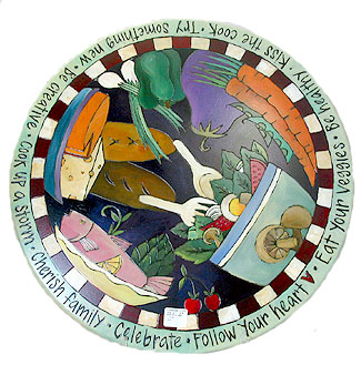 Dessert, Fruit & Veggie Checker Border Lazy Susan