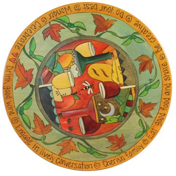 Maple Leaf Border Food & Wine Lazy Susan