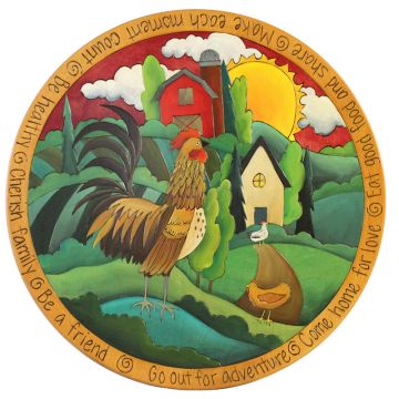 Giant Rooster Farm Landscape Lazy Susan