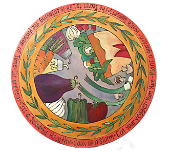 Salad, Eggplant & Peppers Leaf Border Lazy Susan